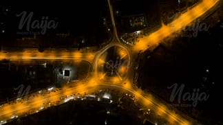 AERIAL VIEW OF POLICE ROUNDABOUT AT NIGHT