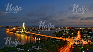 LEKKI-IKOYI LINK BRIDGE AT NIGHT - AERIAL VIEW