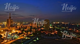 LAGOS ISLAND AT NIGHT - AERIAL VIEW