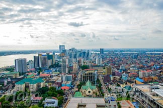 AERIAL VIEW OF Lagos Island showing the marina