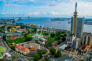 AERIAL VIEW OF LAGOS ISLAND WITH THE NET BUILDING
