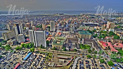 AERIAL VIEW OF MARINA, LAGOS, SHOWING BUILDINGS