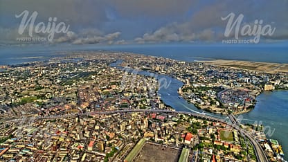 AERIAL VIEW OF LAGOS ISLAND OVERLOOKING VICTORIA ISLAND, LAGOS