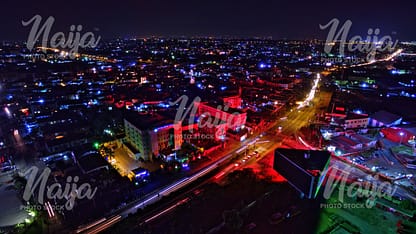 IKEJA, LAGOS AT NIGHT- AERIAL VIEW