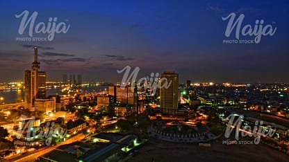 LAGOS ISLAND AT NIGHT - AERIAL VIEW