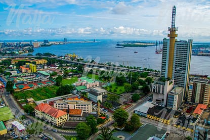 AERIAL VIEW OF LAGOS ISLAND WITH THE NET BUILDING