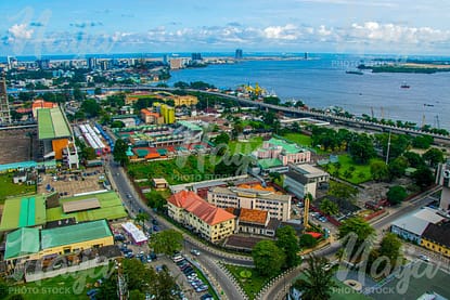 AERIAL VIEW OF LAGOS ISLAND SHOWING THE MARINA