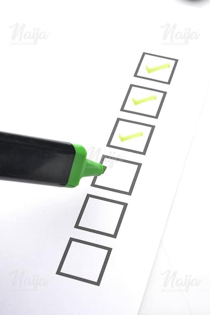 CHECK BOX WITH GREEN AND BLACK MARKER