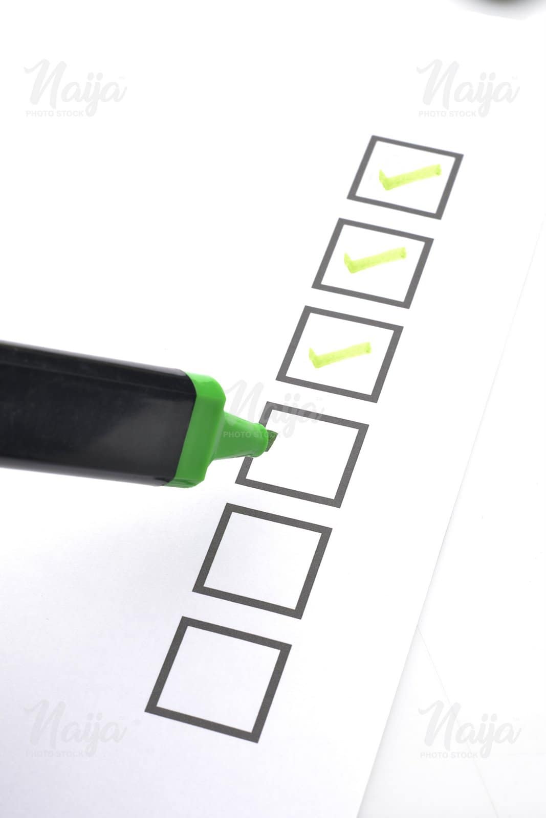 CHECK BOX WITH GREEN AND BLACK MARKER