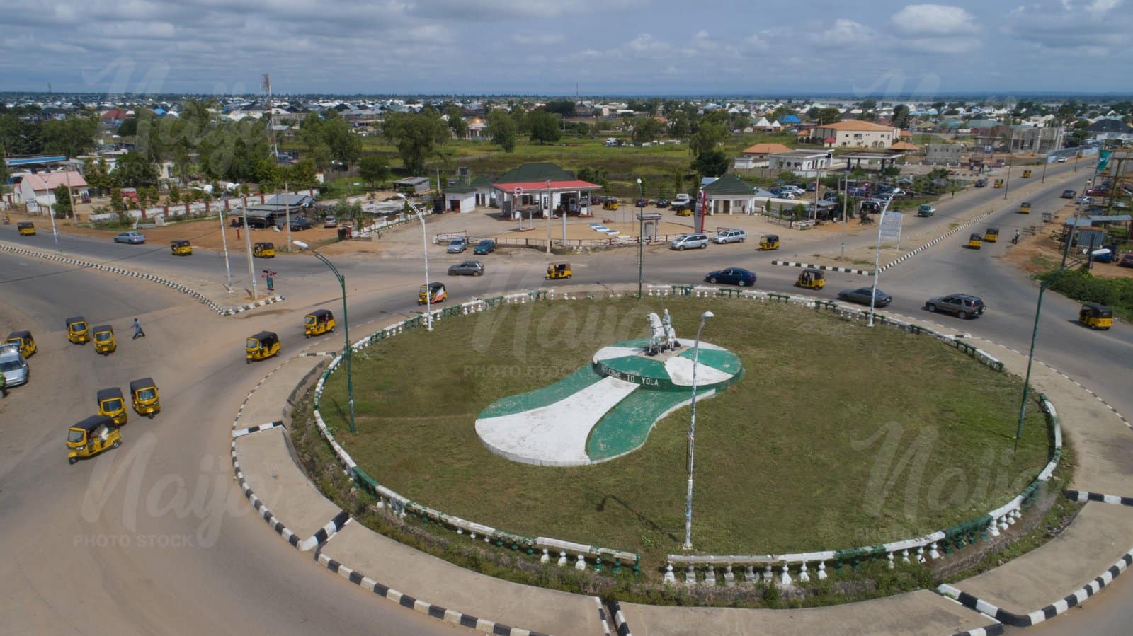 AERIAL VIEW OF WELCOME TO YOLA ROUNDABOUT