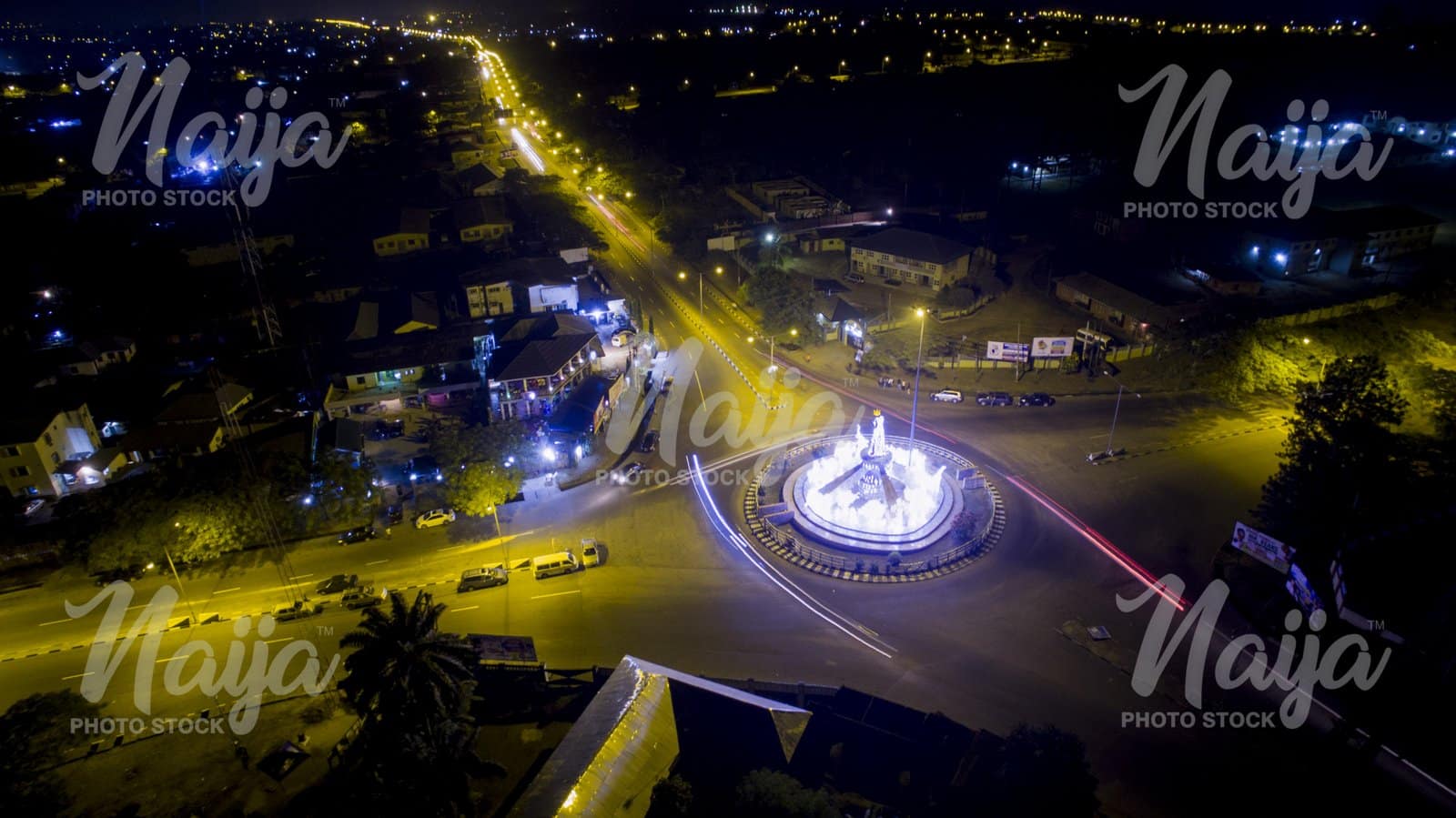 AERIAL VIEW OF CALABAR AT NIGHT - MARY SLESSOR ROUNDABOUT 2