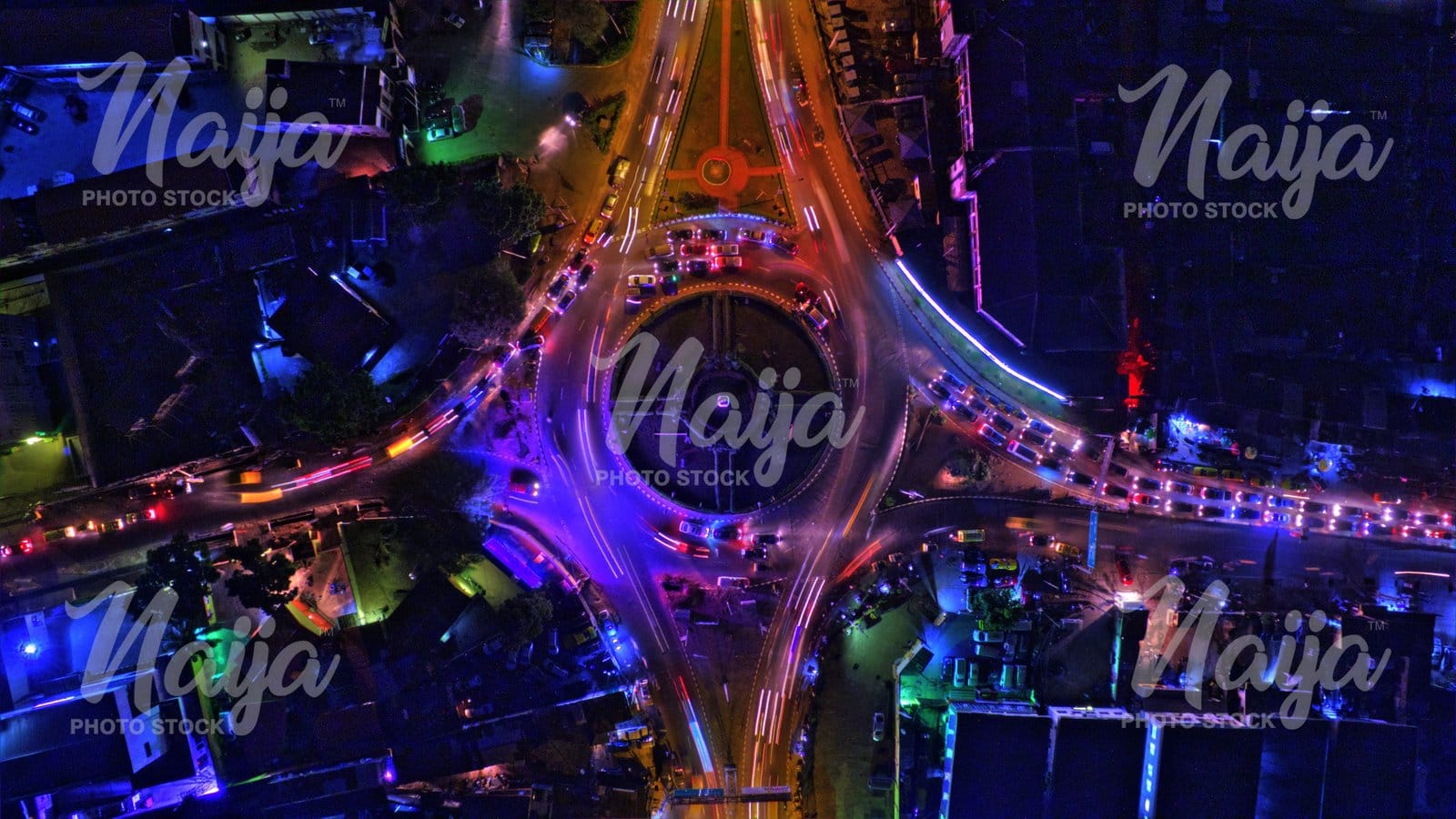 ALLEN ROUNDABOUT, IKEJA, LAGOS, AT NIGHT - AERIAL VIEW