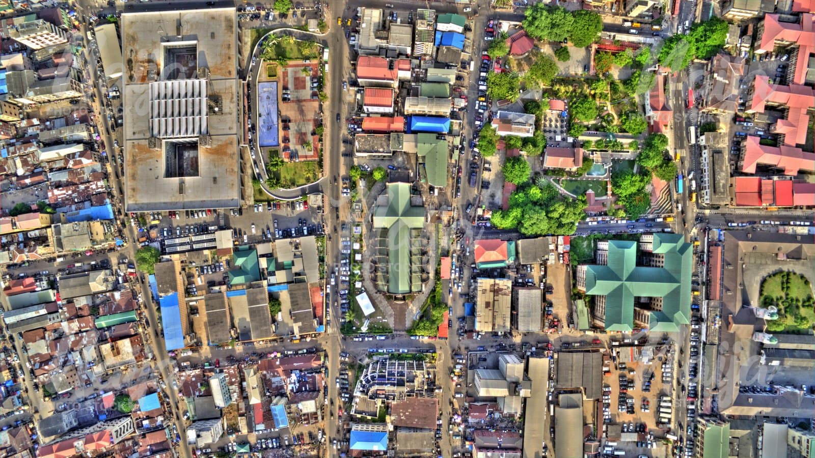 CATHERAL OF THE HOLY CROSS, LAGOS ISLAND- AERIAL VIEW